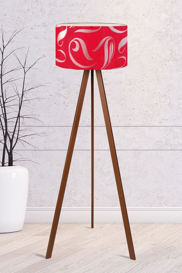 Kırmızı Desenli Tripod Lambader - 1
