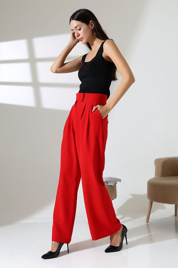 Bol Paça çıtçıtlı Model Kumas Pantolon - 5