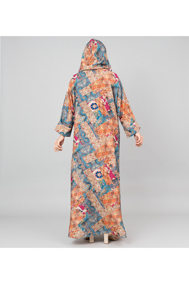 جلابية بغطاء للرأس مطبوعة بنمط - 1
