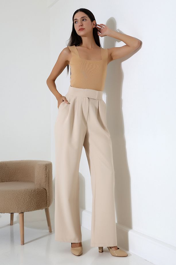 Bol Paça çıtçıtlı Model Kumas Pantolon - 1