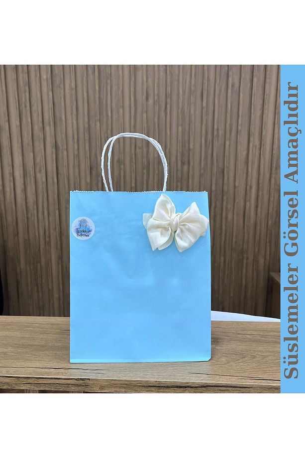 Açık Mavi Hediyelik Kağıt Torba 18x24x8cm 25 ADET - 1
