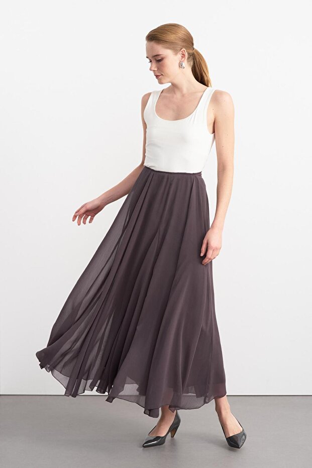 Eva Parted Long Skirt Anthracite