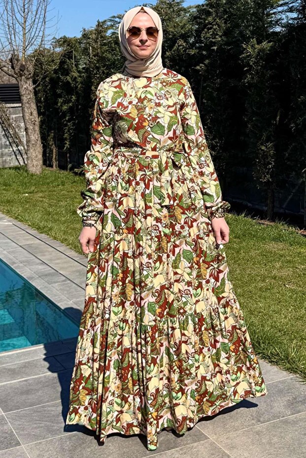 فستان منقوش استوائي - 5