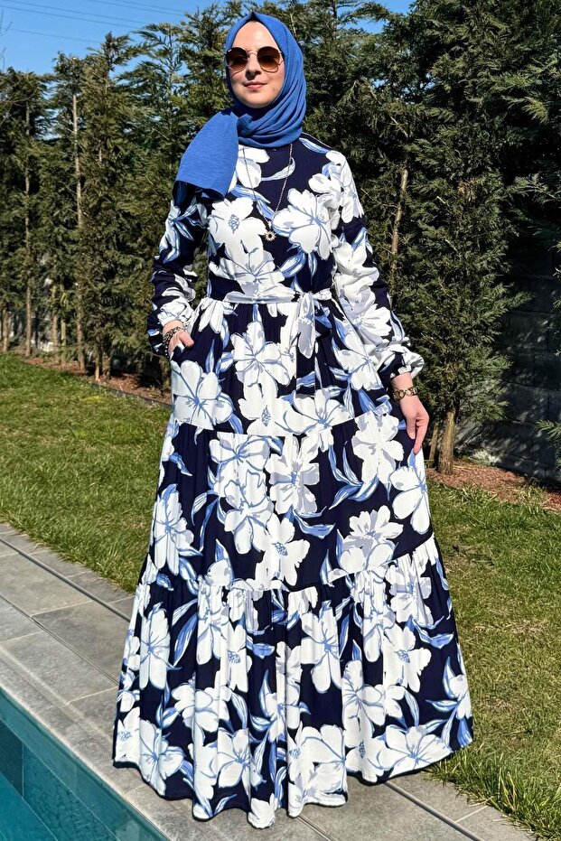 Beyaz Çiçekli Elbise - 6