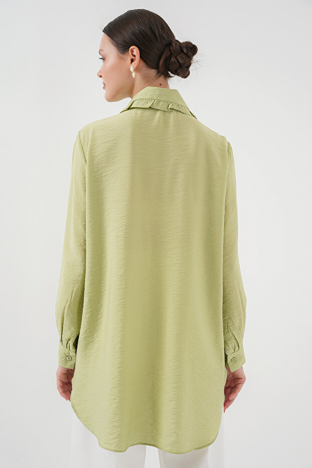 Fırfırlı Uzun Gömlek Tunik 5952 - Çağla - 5