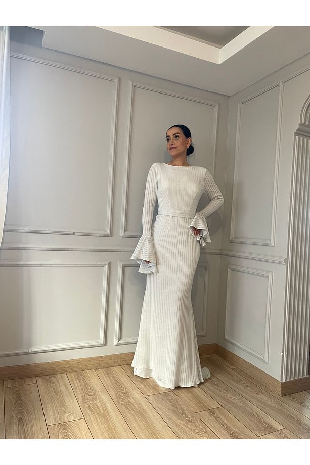 Lurex Triko Sırt Dekolteli Elbise - 2