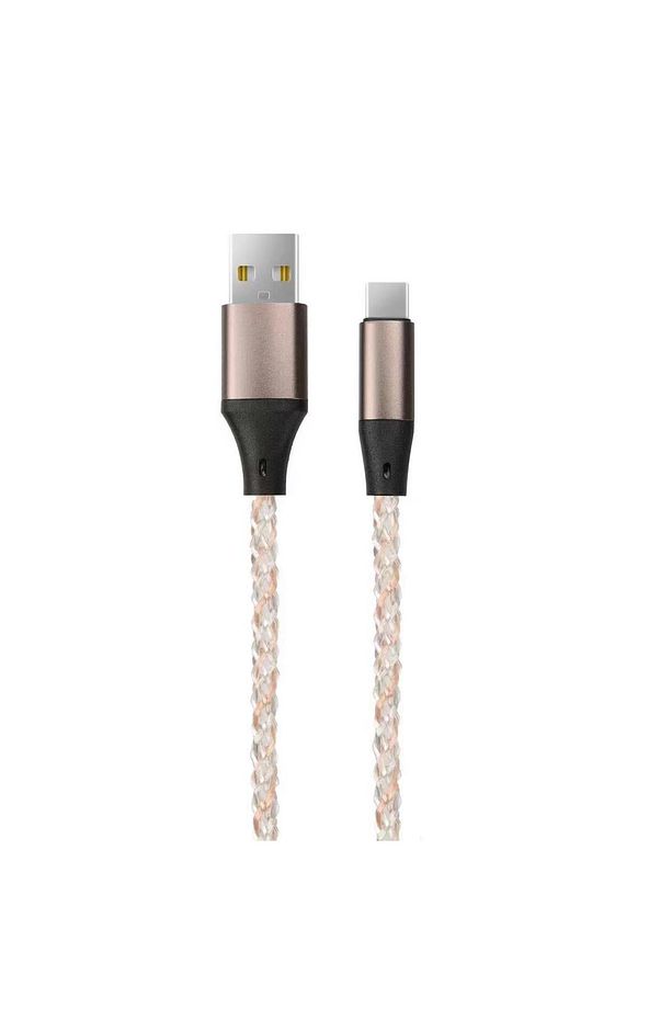 1 Metre Saydam Usb C to Type C Örgülü Şarj Kablosu - Hızlı Şarj ve Data Transferi - 1