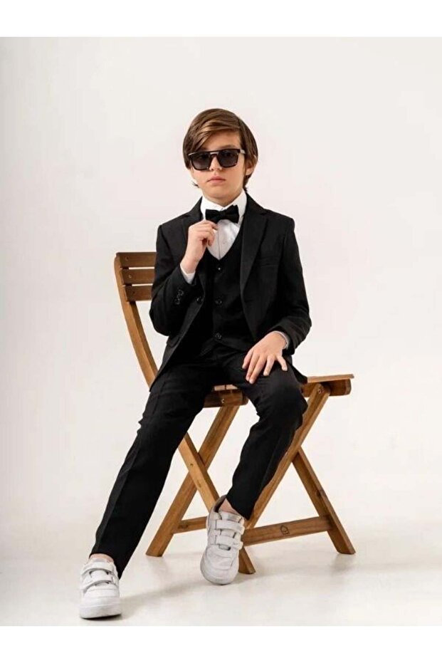 بدلة كلاسيكية من القماش المنقوش للأولاد - 1