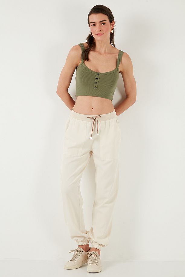 Regular Fit Yüksek Bel Lastikli Paça Jogger Spor Pantolon Pantolon 668yp5039 - 3