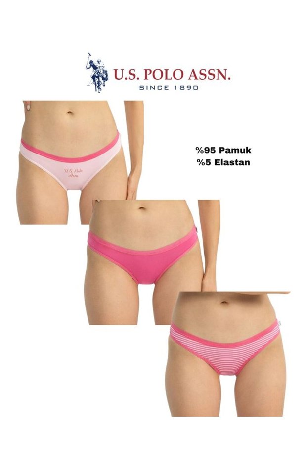 Women'S, Licensed, Uspa, Comfort, 95% Cotton, 5% Elastane (Fuchsia-Pink-Printed), 3-Piece Slip/Panties Set