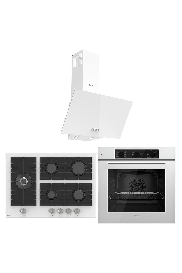 Flowart BL Modüler Seriisi 3'lü Beyaz Ankastre Set ( QBL62CB-BL136-D087 ) - 1