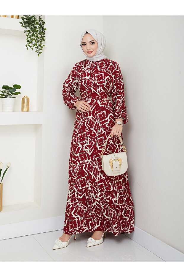 Viscose Skirt Ruffled Belted Dress