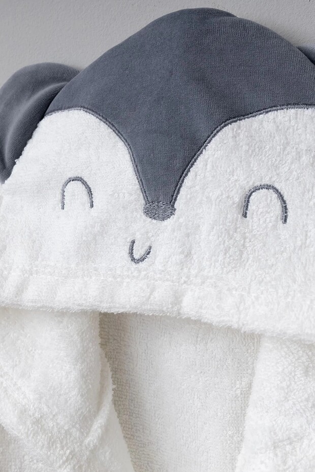 Unisex Fox Patterned 0-24 Month Bathrobe Set // 30045 Ecru Color - 3