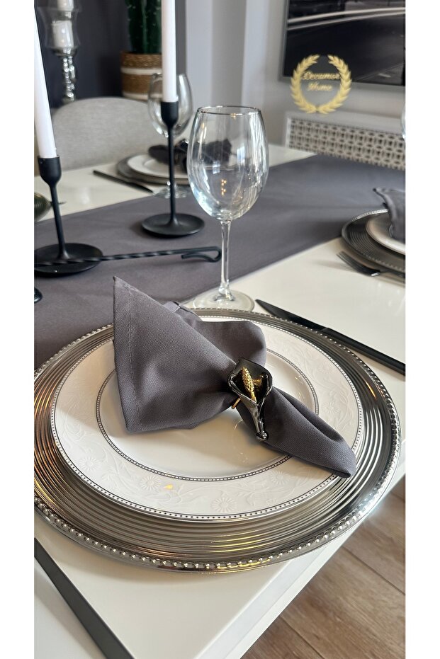 Aura 6-Pack Cotton Stain-Resistant Smoked Gray Napkins