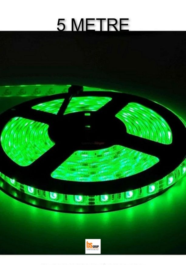 5 Metre Yapışkanlı Iç Mekan Rulo Yeşil Işıklı Şerit Led ( Trafosuz - Yapışkan Bantlı ) - 1