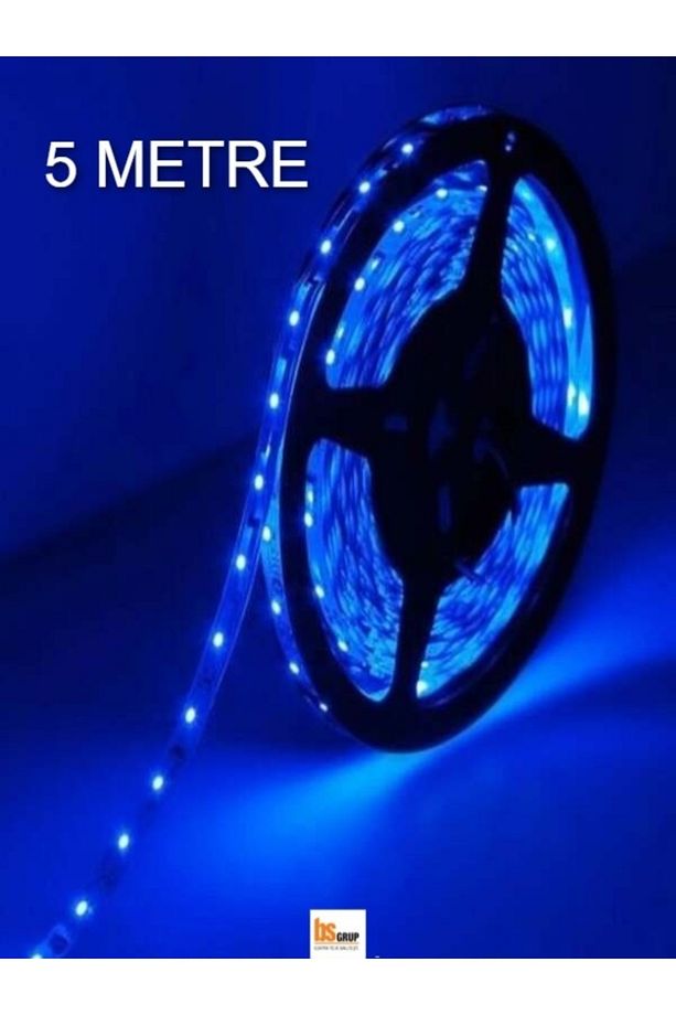 5 Metre Yapışkanlı Iç Mekan Rulo Mavi Işıklı Şerit Led ( Trafosuz - Yapışkan Bantlı ) - 1