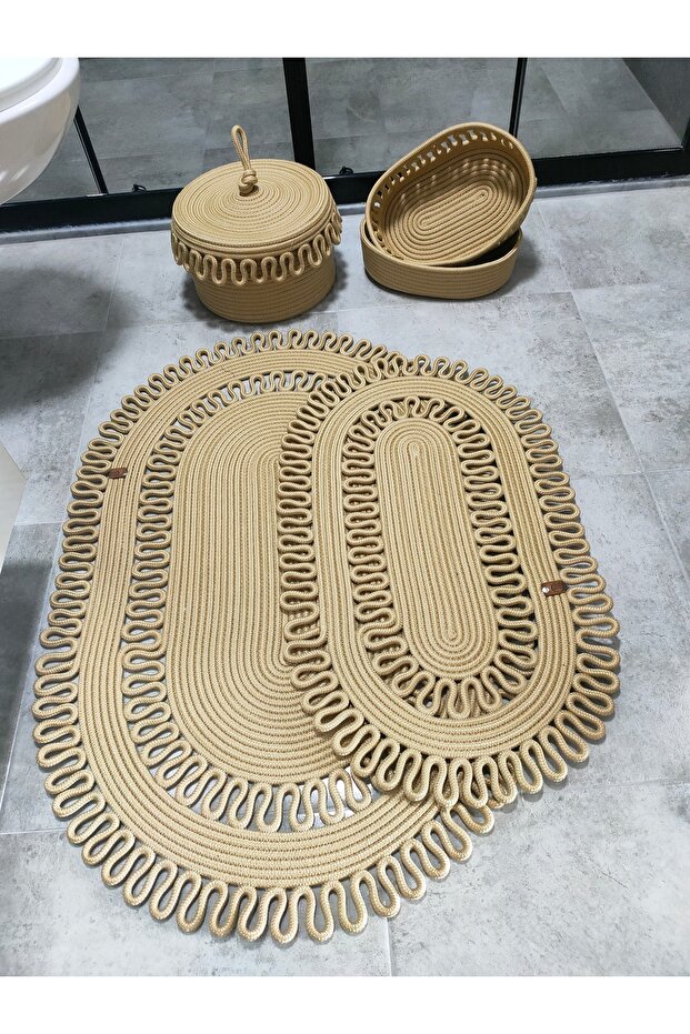 Jute, Bathroom Set, Bathroom Set, Bath Mat, Bath Mat, Mat Set, Makeup Basket, Detergent Basket, Gift