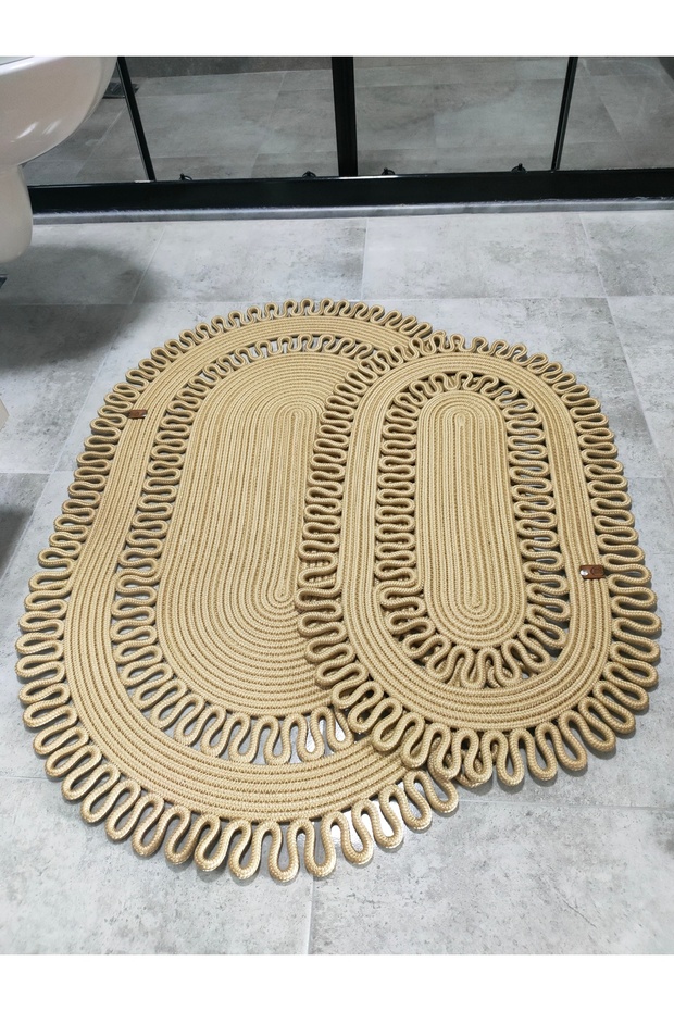 Jute 2-Piece Mat, Bathroom Mat, Door Mat, Balcony Mat, Mat Set