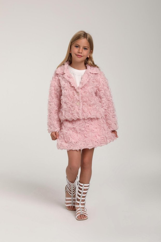 Girl's Suit with Rose Skirt - Pink