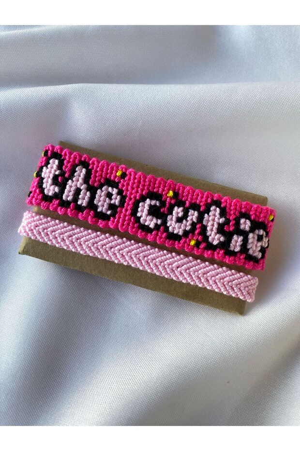Set of 2 Knitted Bracelets with The Cutie Lettering