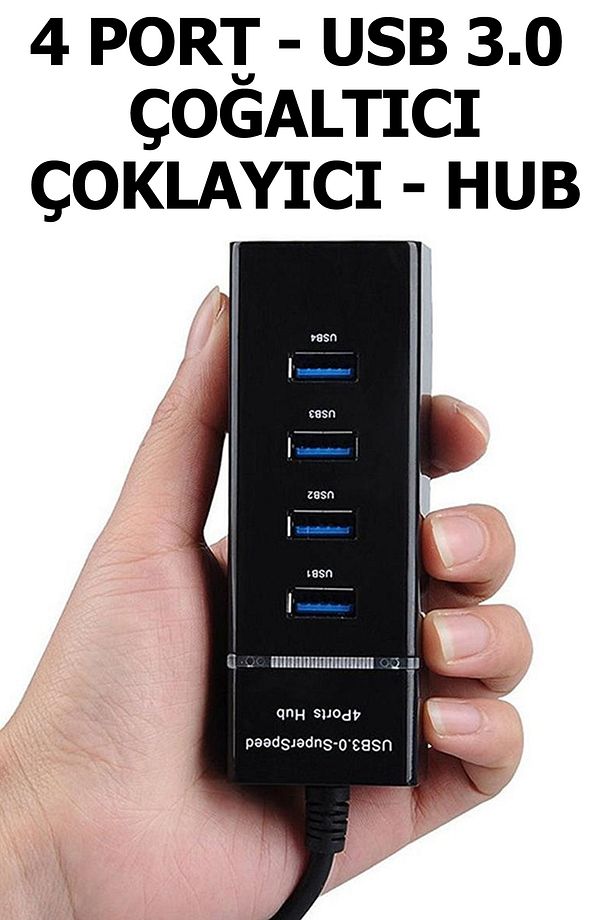 Usb Çoklayıcı Çoğaltıcı Usb 3.0 4 Portlu Çoklayıcı Usb Hub, Switch 30cm Kablolu Usb 3.0 - 5gbit/sn - 1