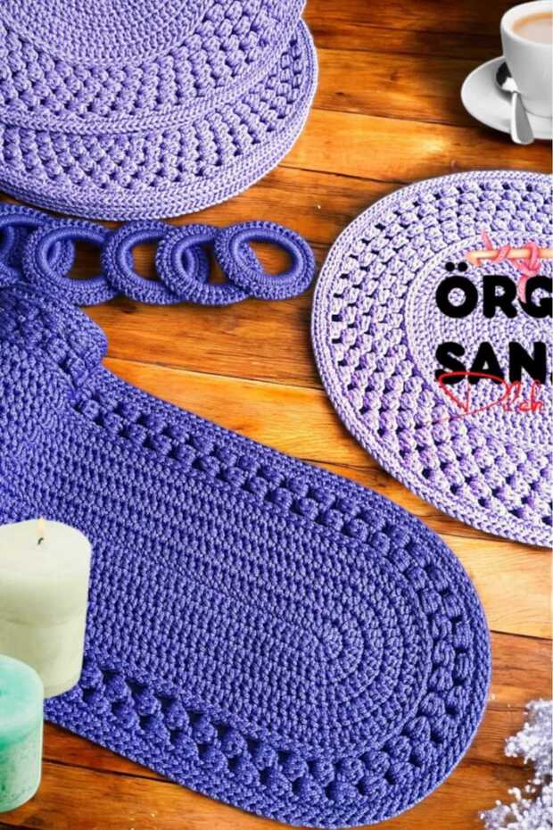 El Örgüsü 6 Kişilik Polyester Soft Makrome Fıstık Model Supla Takımı - 4