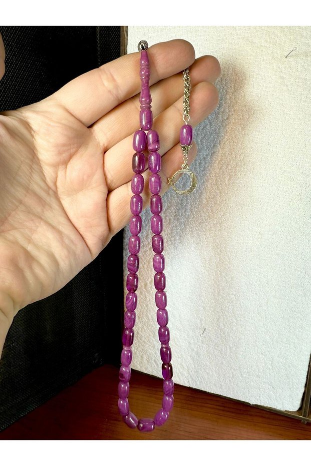 Squeeze Amber Rosary PURPLE COLORED CAPSULE CUT T-178
