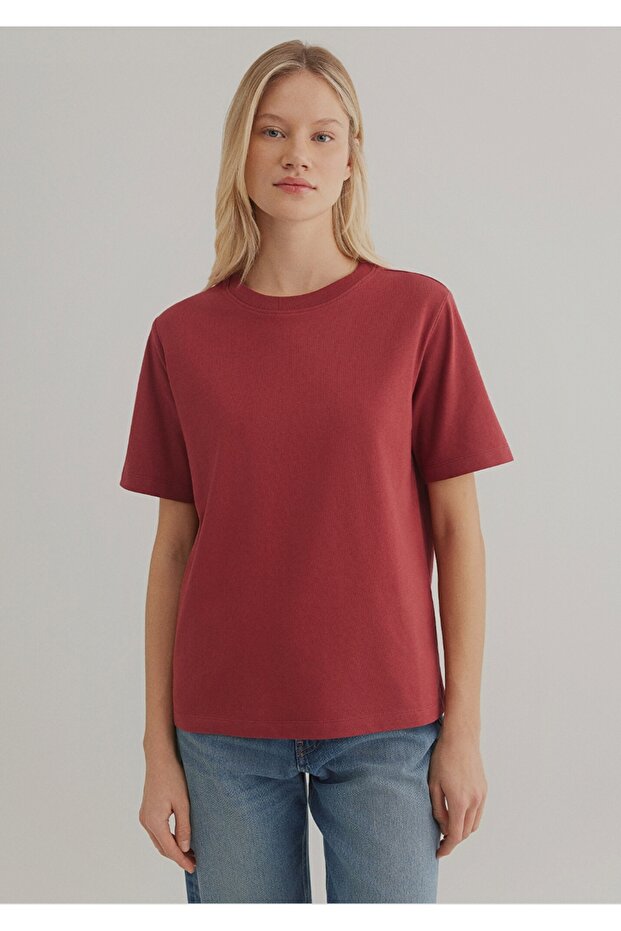kırmızı basic kadın t-shirt - 3
