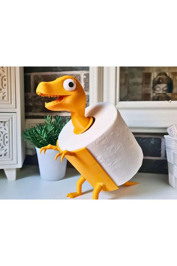 Dinozor Şekilli Tuvalet Kağıdı Tutucu - T-Rex Tuvalet Kâğıtlık - 1