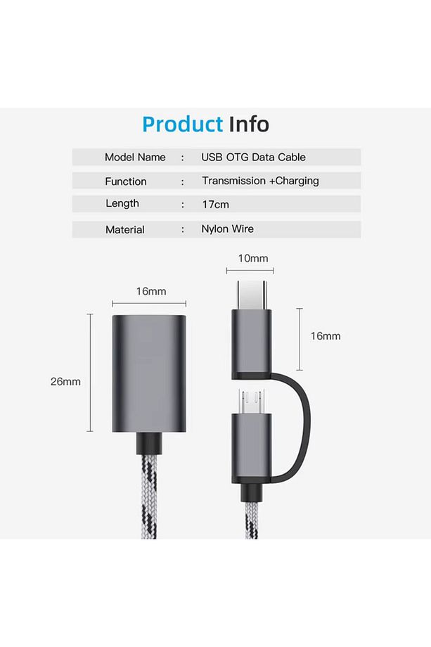 Usb 3.0 Otg To Type C Micro Usb Data Şarj Çevirici Dönüştürücü Adaptör Android Ve Macbook Uyumlu - 7