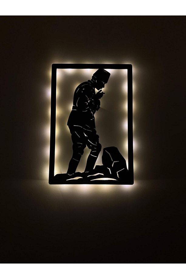 Aa Pilli Ledli Işıklı Ahşap Atatürk Kocatepe Tablo, Atatürk Portre, Dekoratif Tablo - 1