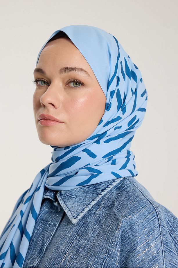 Pure Tone Şal - V Desen - Bebe Mavisi - Mavi - 4