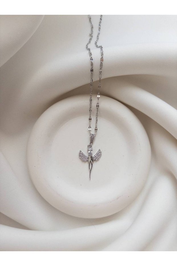 Angel Figured Necklace - Steel Angel Figured Necklace - Silver Color Angel Figured Necklace