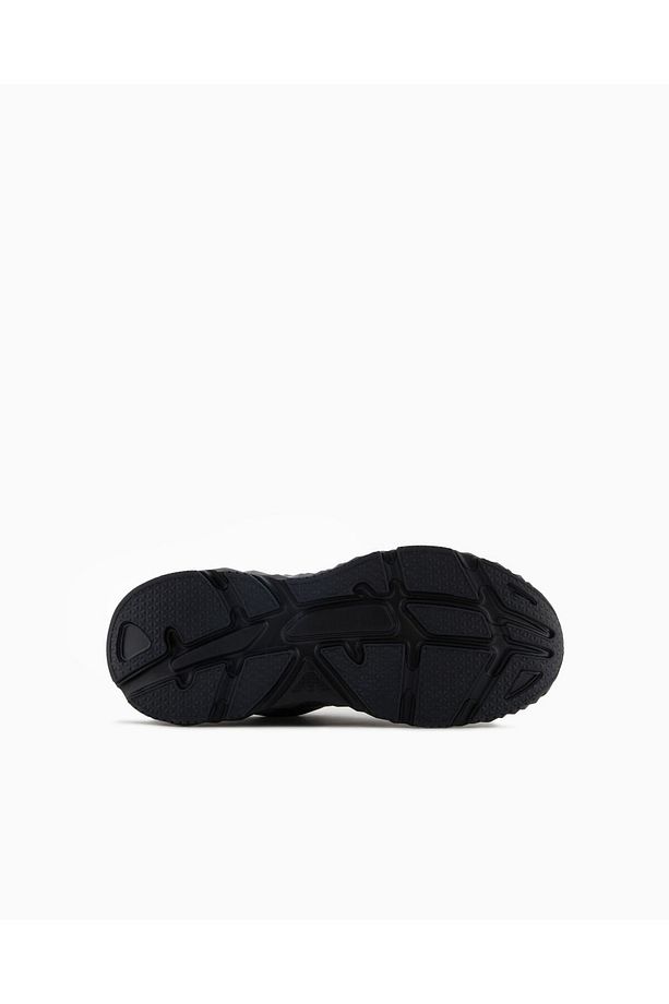 Unısex Rahat Yüksek Tabanlı Nefes Alabilir File Detaylı Kartal Logolu Siyah Sneaker X8X239 XK - 5