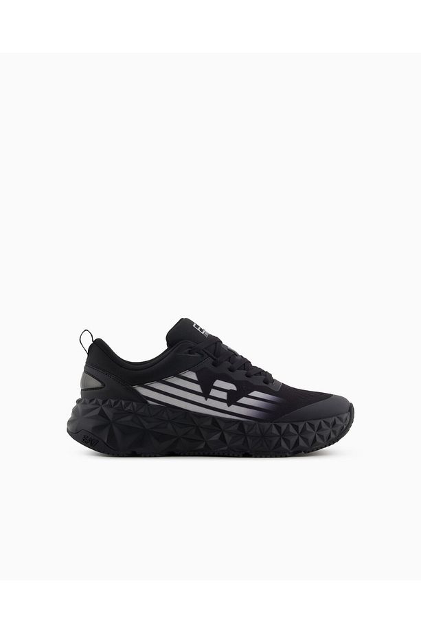 Unısex Rahat Yüksek Tabanlı Nefes Alabilir File Detaylı Kartal Logolu Siyah Sneaker X8X239 XK - 1