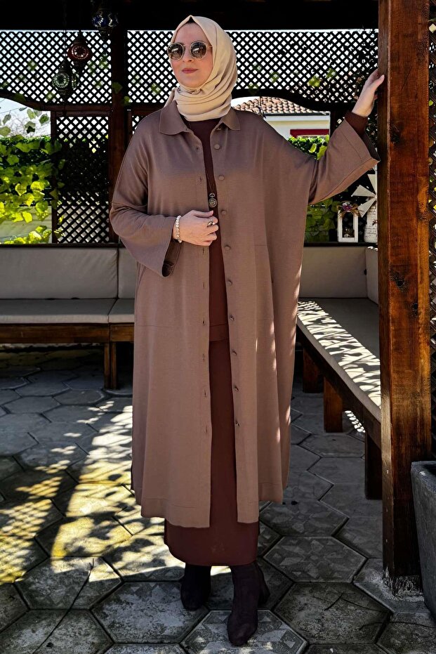Poncho Knitwear Cardigan Milk Coffee