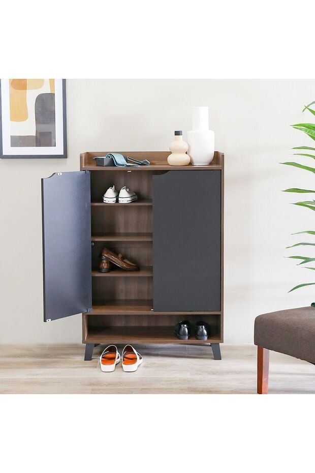 Janos 15-Pair Shoe Cabinet - Columbia/Black