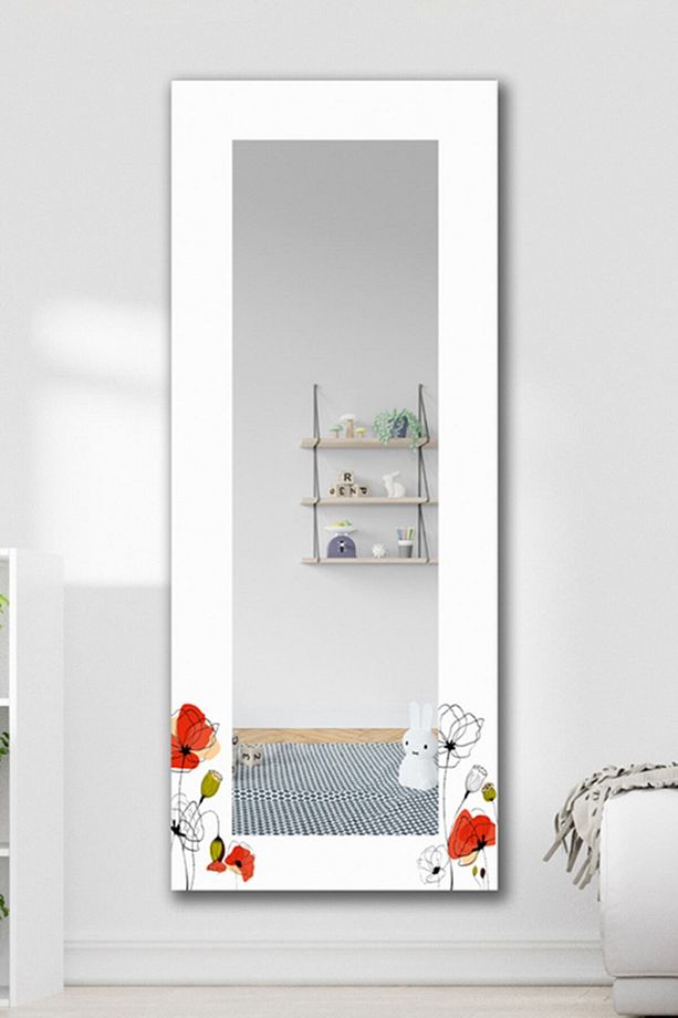 Minimal Çiçekler Dekoratif Boy Aynası 150x60cm - 2