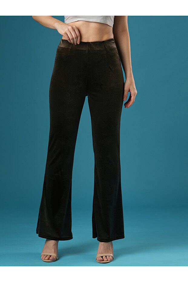Velvet Look High Rise Stretchy Slim Fit Flared Treggings