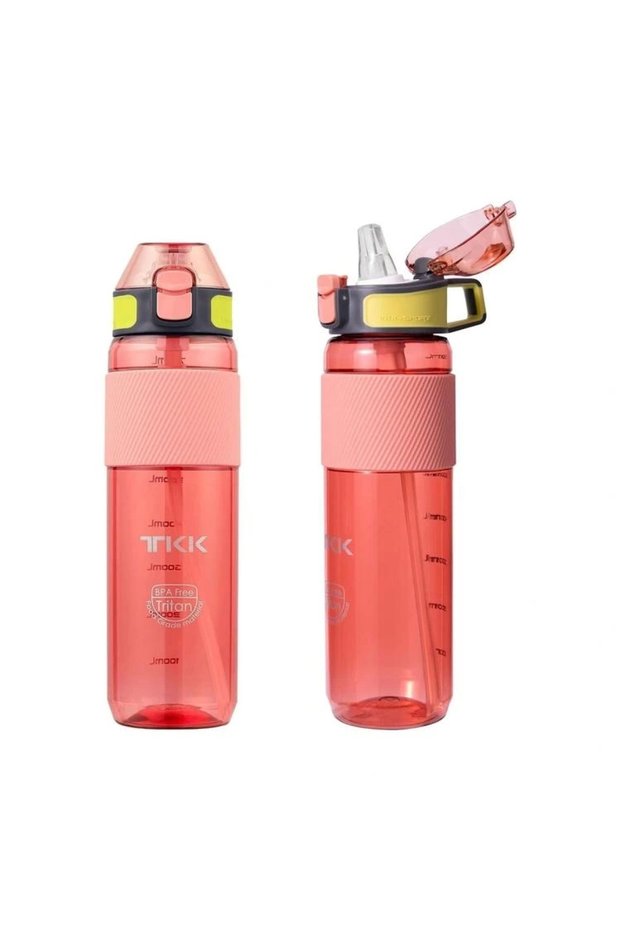 700 ml Pink Silicone Straw - Tritan Flask for School, Sports and Camping for Children and Adults