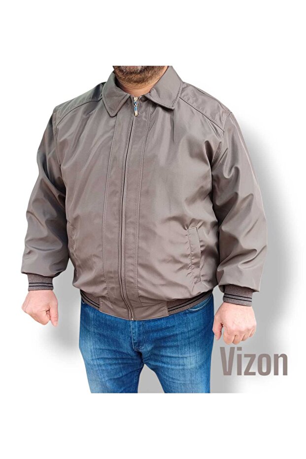 Large Size Seasonal Dad Coat with Collar, Sleeve and Waist Part with Elastic