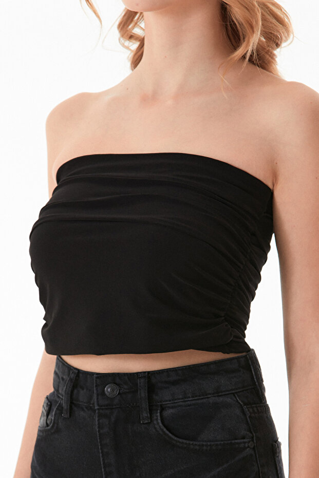 Basic Yanları Drapeli Straplez Büstiyer - 7