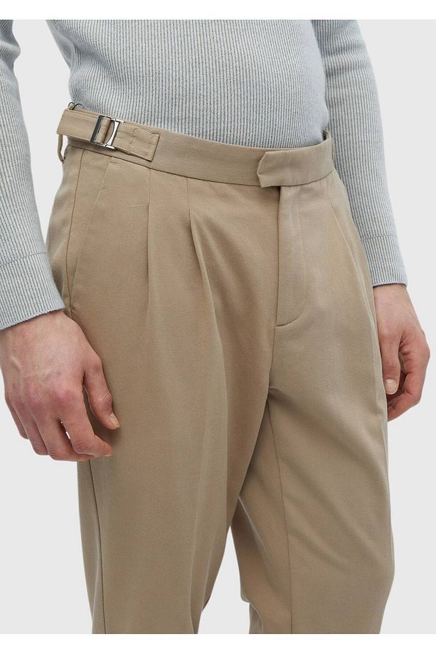 Deve Tüyü Düz Dokuma Carrot Fit Casual Pamuk Karışımlı Pantolon - 3