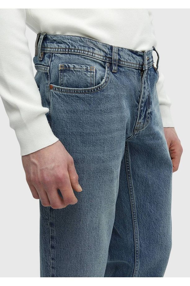 Mavi Düz Regular Fit Denim %100 Pamuk Pantolon - 4