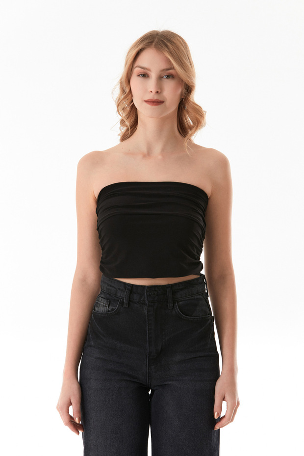 Basic Yanları Drapeli Straplez Büstiyer - 8