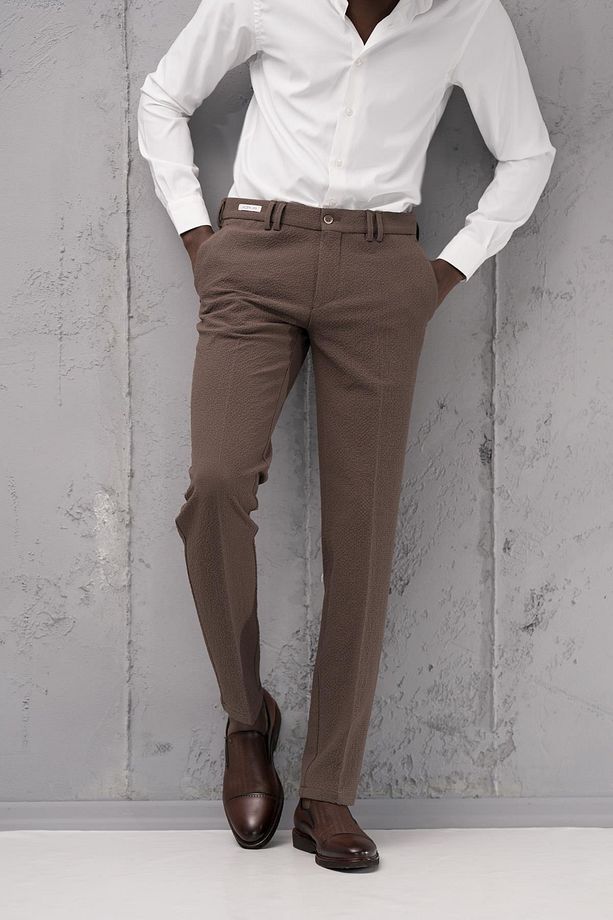 Regular Fit Yan Cepli Kışlık Gofre Kumaş Pantolon - 1