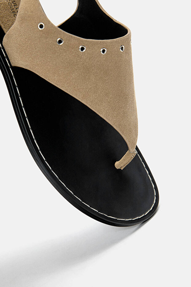 Düz deri sandalet - 3