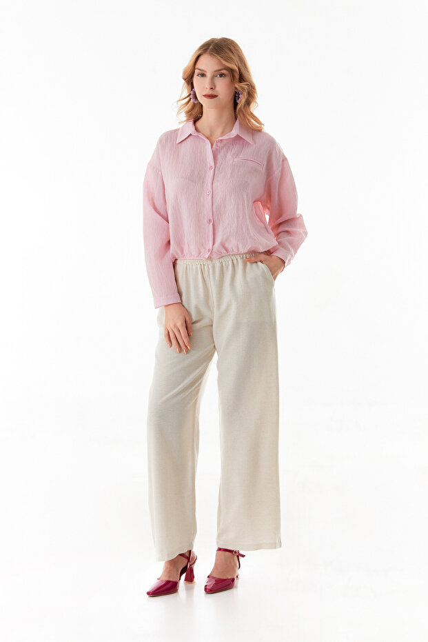 Basic Beli Lastikli Cep Detaylı Gömlek - 2