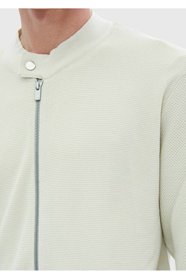 Taş Bisiklet Yaka Düz Örgü Hırka - 4