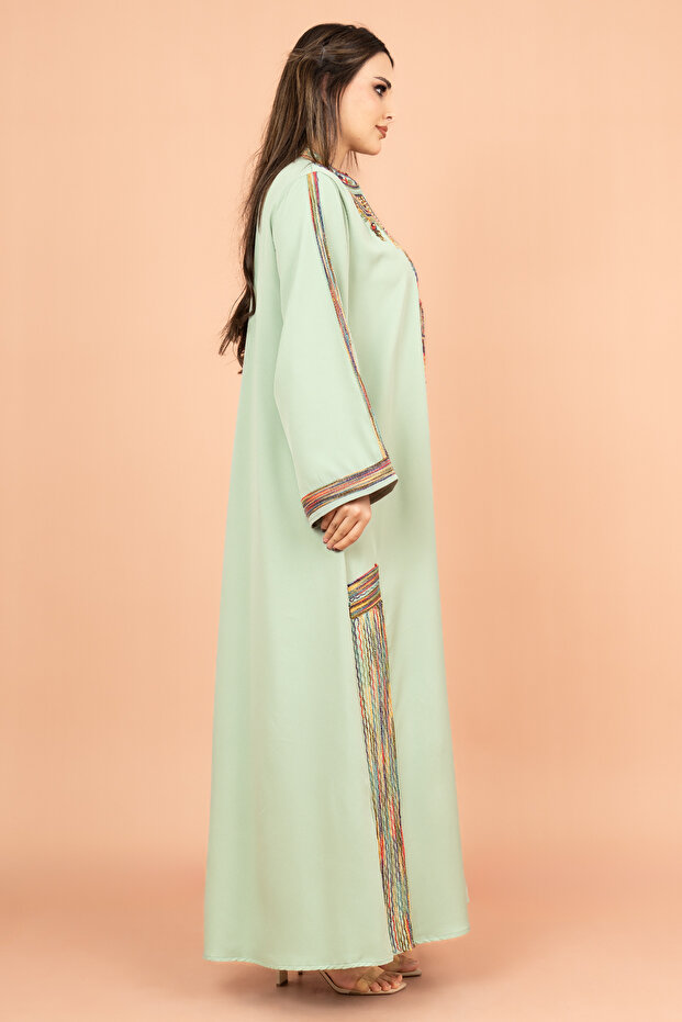 Solid Embroidered Jalabiya - 3